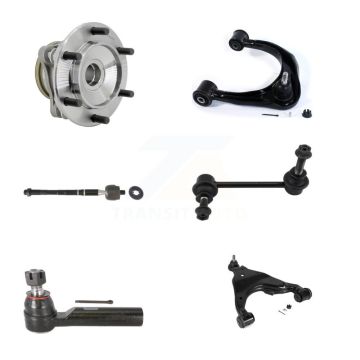 Front Left Hub Bearing Link kit Lower & Upper Control Arm with Ball Joint Outer Inner Tie Rod Kit (6