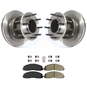 Front Disc Brake Rotors Hub And Semi-Metallic Pad Kit For Ford F-350 Super Duty F-250 RWD K8A-100001