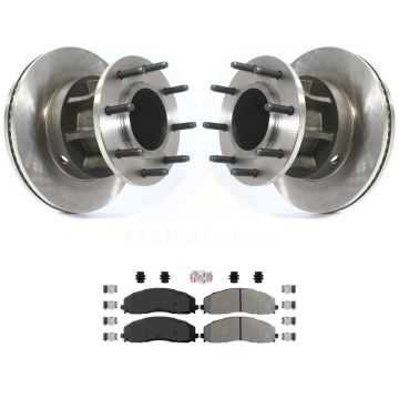 Front Disc Brake Rotors Hub And Semi-Metallic Pad Kit For Ford F-350 Super Duty F-250 RWD K8A-100002