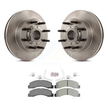 Front Disc Brake Rotor Hub Assembly And Semi-Metallic Pad Kit For 2005 Ford Excursion RWD K8A-100028