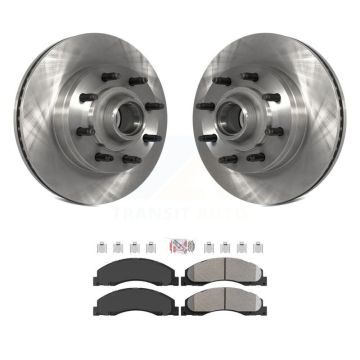 Front Disc Brake Rotors Semi-Metallic Pad Kit For Ford E-350 Super Duty E-250 E-150 E-450 K8A-100064