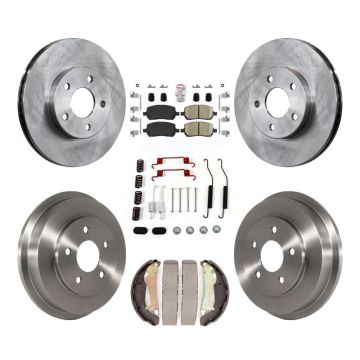 Front Rear Disc Brake Rotors Ceramic Pad & Drum Kit (7Pc) For Chevrolet Cobalt Pontiac G5 K8A-100093