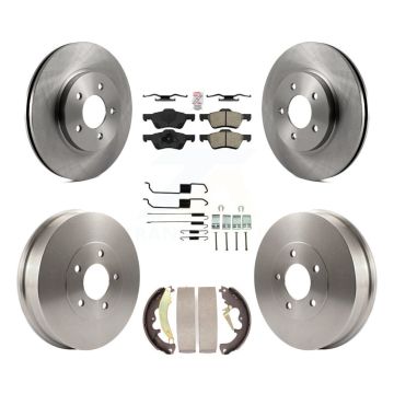 Front Rear Brake Rotor Semi-Metallic Pad & Drum Kit (7Pc) For Ford Escape Mercury Mariner K8A-100114