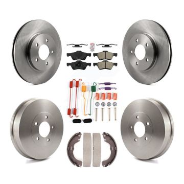 Front Rear Disc Brake Rotors Semi-Metallic Pads And Drum Kit (7Pc) For Mazda Tribute K8A-100116