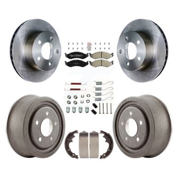 Front Rear Disc Brake Rotor Semi-Metallic Pad & Drum Kit (7Pc) For Jeep Wrangler Cherokee K8A-100131
