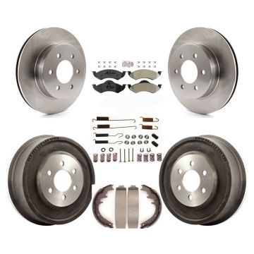 Front Rear Disc Brake Rotor Semi-Metallic Pad And Drum Kit (7Pc) For Dodge Dakota Durango K8A-100133