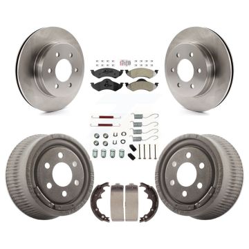 Front Rear Disc Brake Rotors Semi-Metallic Pads And Drum Kit (7Pc) For Dodge Dakota K8A-100134