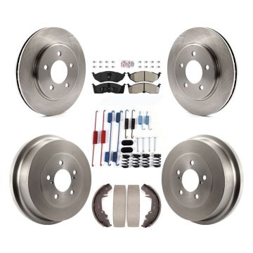 Front Rear Brake Rotors Semi-Metallic Pad Drum Kit (7Pc) For Dodge Caravan Grand Plymouth K8A-100151