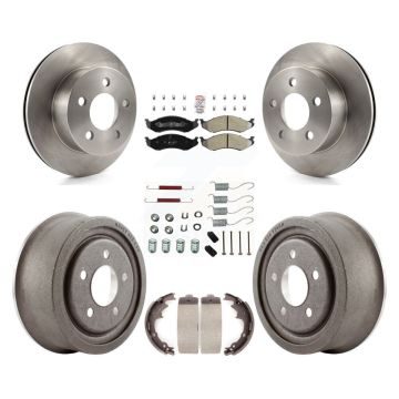 Front Rear Disc Brake Rotors Semi-Metallic Pads And Drum Kit (7Pc) For Jeep Wrangler TJ K8A-100153