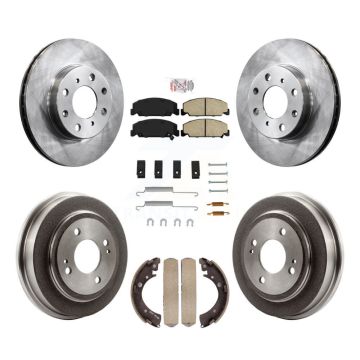 Front Rear Disc Brake Rotors Ceramic Pads And Drum Kit (7Pc) For Honda Civic K8A-100199