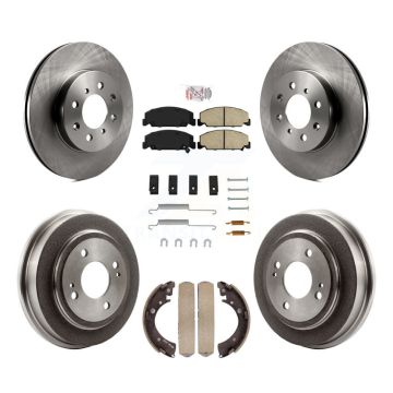 Front Rear Brake Rotors Ceramic Pad Drum Kit (7Pc) For 97 Honda Civic LX with 4-Wheel ABS K8A-100200