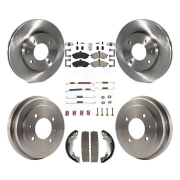 Front Rear Disc Brake Rotors Semi-Metallic Pads And Drum Kit (7Pc) For Hyundai Elantra K8A-100201