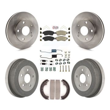 Front Rear Disc Brake Rotors Ceramic Pads And Drum Kit (7Pc) For Toyota Camry 2.2L K8A-100215