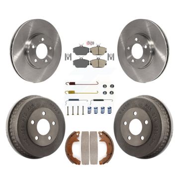 Front Rear Disc Brake Rotors Ceramic Pad And Drum Kit (7Pc) For Ford Taurus Mercury Sable K8A-100233