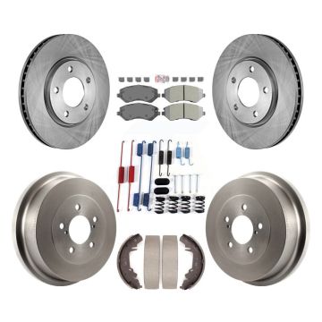 Front Rear Brake Rotors Semi-Metallic Pad Drum Kit (7Pc) For Dodge Grand Caravan Chrysler K8A-100247