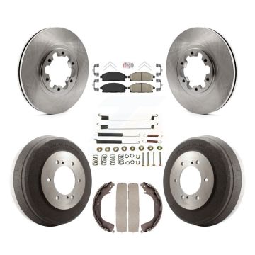 Front Rear Disc Brake Rotor Ceramic Pad Drum Kit (7Pc) For Nissan Pathfinder INFINITI QX4 K8A-100256