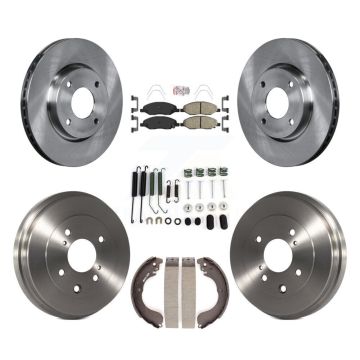 Front Rear Disc Brake Rotors Ceramic Pad Drum Kit (7Pc) For 2008 Nissan Versa 4-Wheel ABS K8A-100262