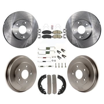 Front Rear Disc Brake Rotors Ceramic Pads And Drum Kit (7Pc) For Honda Civic Accord K8A-100286