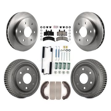 Front Rear Brake Rotor Semi-Metallic Pad And Drum Kit (7Pc) For Chevrolet K1500 GMC Yukon K8A-100297