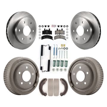 Front Rear Disc Brake Rotors Semi-Metallic Pads And Drum Kit (7Pc) For GMC Yukon 4WD K8A-100301
