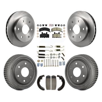 Front Rear Disc Brake Rotors Semi-Metallic Pads And Drum Kit (7Pc) For GMC Yukon K8A-100302