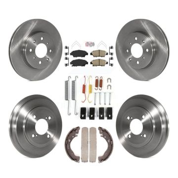 Front Rear Disc Brake Rotors Ceramic Pads And Drum Kit (7Pc) For 2015-2020 Honda Fit K8A-100309
