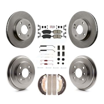 Front Rear Disc Brake Rotors Ceramic Pads And Drum Kit (7Pc) For Ford Fiesta K8A-100345