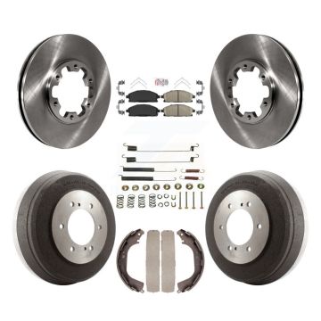 Front Rear Disc Brake Rotor Ceramic Pad Drum Kit (7Pc) For Nissan Pathfinder INFINITI QX4 K8A-100350