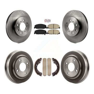 Front Rear Disc Brake Rotor Ceramic Pad Drum Kit For 1997 Honda Civic LX with 4-Wheel ABS K8A-105034