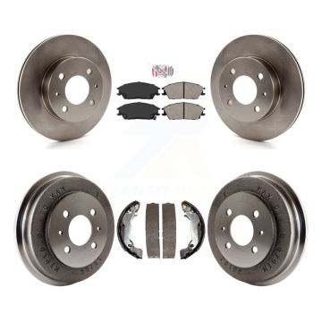 Front Rear Disc Brake Rotors Semi-Metallic Pads And Drum Kit For 2003-2005 Hyundai Accent K8A-105055