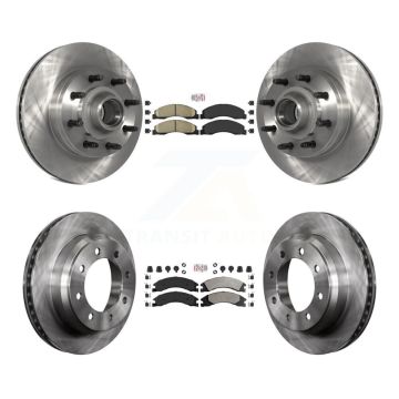 Front Ceramic Rear Semi-Metallic Pad Disc Brake Rotor Kit For Ford E-350 Super Duty E-250 K8A-105248