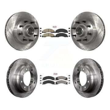 Front Ceramic Rear Semi-Metallic Pad Disc Brake Rotor Kit For Ford E-350 Super Duty E-250 K8A-105251