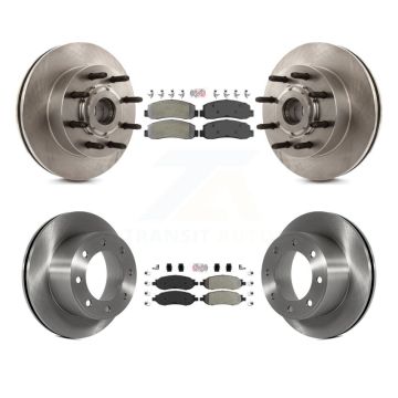 Front Rear Semi-Metallic Pad Disc Brake Rotor Hub Kit For Ford F-350 Super Duty F-250 RWD K8A-105261