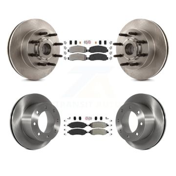Front Rear Semi-Metallic Pad Disc Brake Rotor Hub Kit For Ford F-350 Super Duty F-250 RWD K8A-105262
