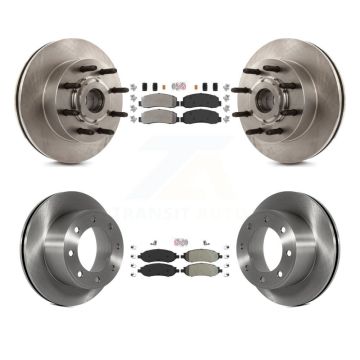 Front Rear Semi-Metallic Pad Disc Brake Rotor Hub Kit For Ford F-350 Super Duty F-250 RWD K8A-105264