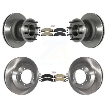 Front Rear Ceramic Pads And Disc Brake Rotors Hub Assembly Kit For Ford E-450 Super Duty K8A-105265