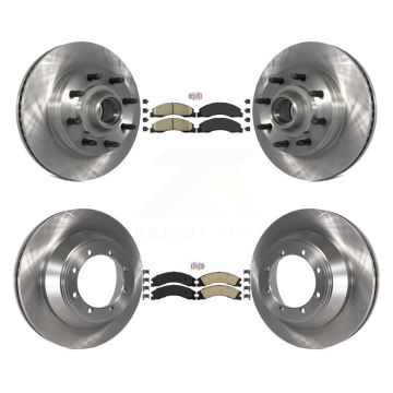 Front Rear Ceramic Pad Brake Rotors Kit For Ford E-450 Super Duty With Single Wheels K8A-105267