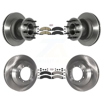 Front Ceramic Rear Semi-Metallic Pad & Disc Brake Rotor Hub Kit For Ford E-450 Super Duty K8A-105269