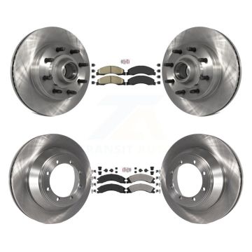 Front Ceramic Rear Semi-Metallic Pad & Disc Brake Rotor Hub Kit For Ford E-450 Super Duty K8A-105271
