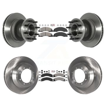 Front Rear Semi-Metallic Pad Disc Brake Rotors Hub Assembly Kit For Ford E-450 Super Duty K8A-105274