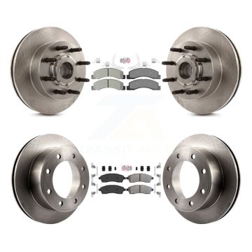 Front Rear Semi-Metallic Pads And Disc Brake Rotors Hub Kit For 2005 Ford Excursion RWD K8A-105280
