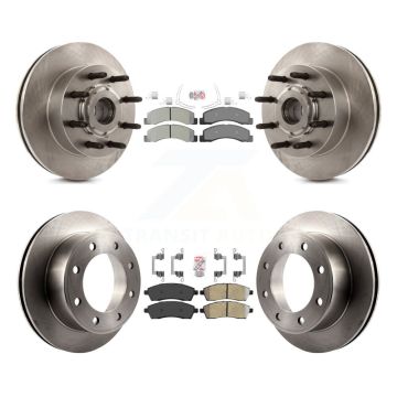Front Rear Semi-Metallic Pads And Disc Brake Rotors Hub Kit For 2005 Ford Excursion RWD K8A-105282