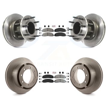 Front Rear Semi-Metallic Pad And Disc Brake Rotor Hub Kit For Ford F-350 Super Duty F-250 K8A-105299