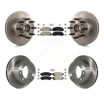 Front Rear Semi-Metallic Pad Disc Brake Rotor Hub Kit For Ford F-250 Super Duty F-350 RWD K8A-105310