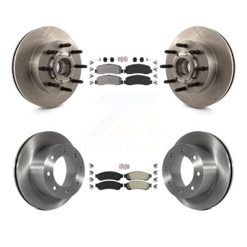 Front Rear Semi-Metallic Pad Disc Brake Rotor Hub Kit For Ford F-250 Super Duty F-350 RWD K8A-105311