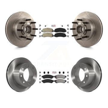 Front Rear Semi-Metallic Pad Disc Brake Rotor Hub Kit For Ford F-250 Super Duty F-350 RWD K8A-105314