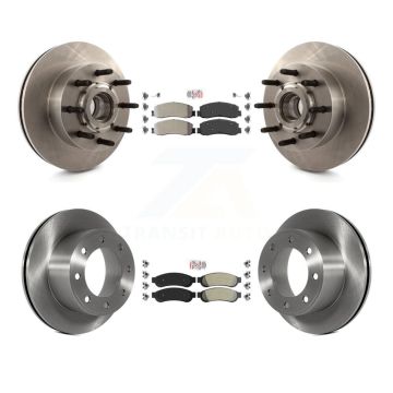 Front Rear Semi-Metallic Pad Disc Brake Rotor Hub Kit For Ford F-250 Super Duty F-350 RWD K8A-105318