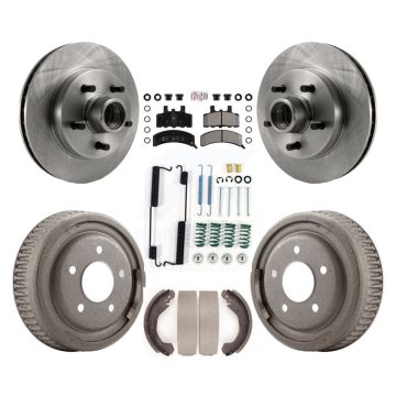 Front Rear Disc Brake Rotor Hub Assembly Semi-Metallic Pad & Drum Kit (7Pc) For GMC Yukon K8A-105342