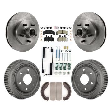 Front Rear Disc Brake Rotors Hub Semi-Metallic Pads And Drum Kit (7Pc) For GMC Yukon RWD K8A-105346