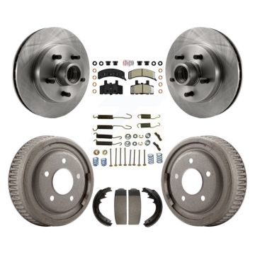 Front Rear Brake Rotor Semi-Metallic Pad Drum Kit (7Pc) For GMC Yukon RWD with GAS engine K8A-105350